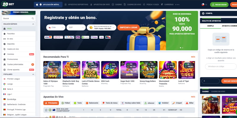 Página de inicio de 20bet online