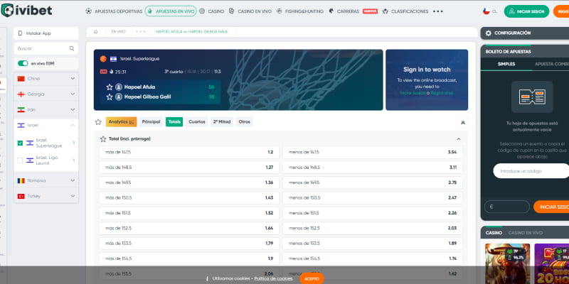 Opciones en vivo de Ivibet