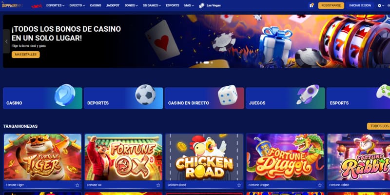 Página de inicio de Sapphirebet casino