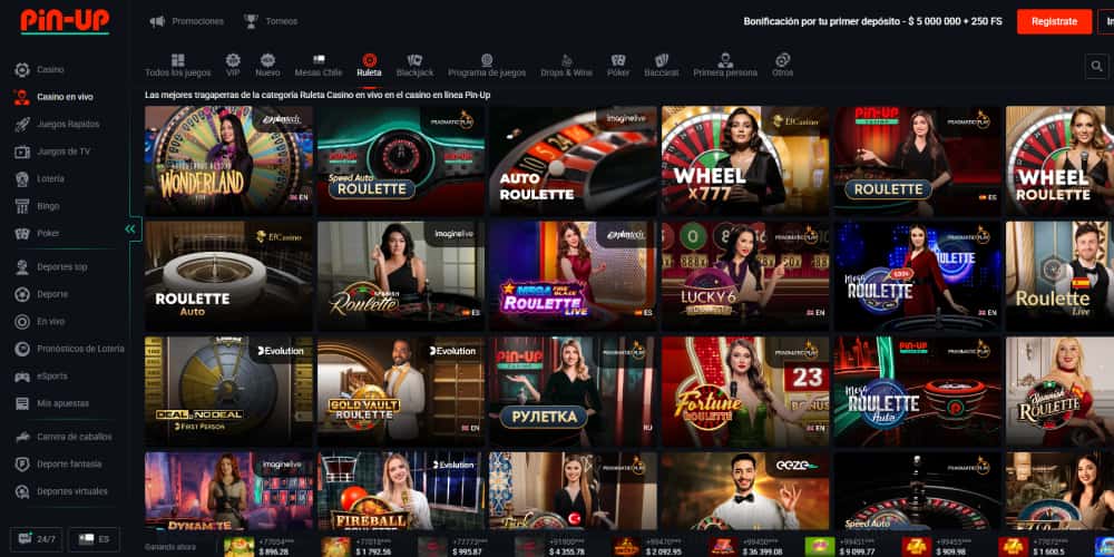 PinUp casino ruleta