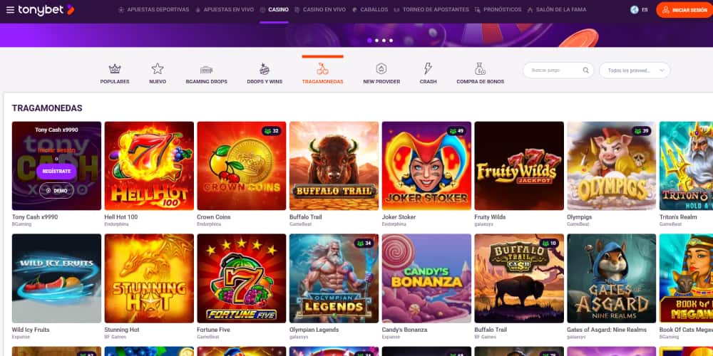 Tonybet casino Tragamonedas